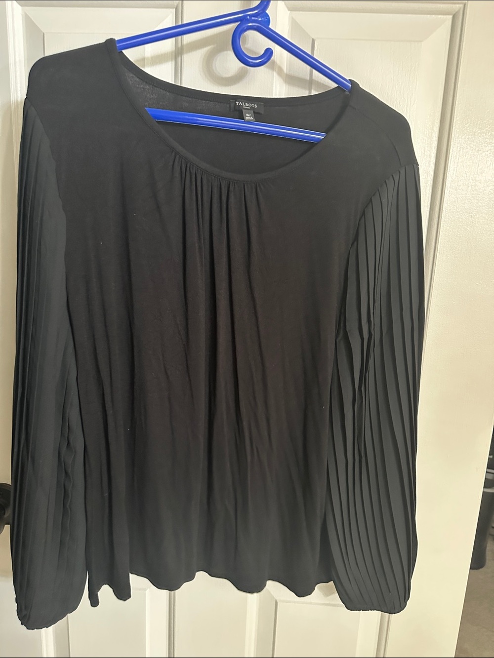 Talbots Black Pleated-Sleeve Women's Blouse